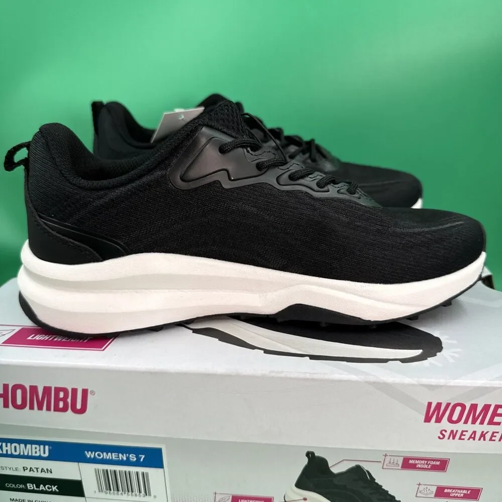 Khombu Women's Patan Black Sneakers Lightweight Memory Foam Breathable Sz 7 New